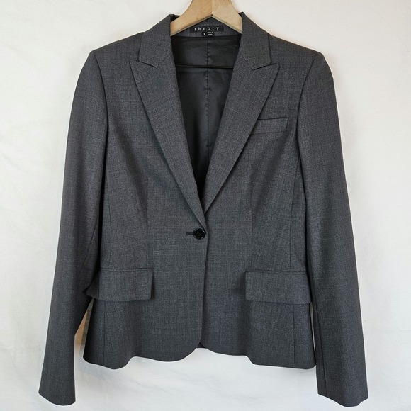 Theory Gabe Blazer, gray, women's 8 - Picture 2 of 5